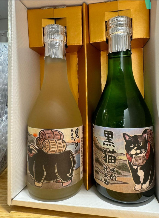 名手酒造日本酒2支禮盒裝 黑牛 純米酒 & 黑貓 晚酌純米酒-Rjwine41